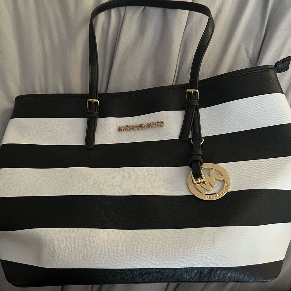 Michael Kors striped handbag